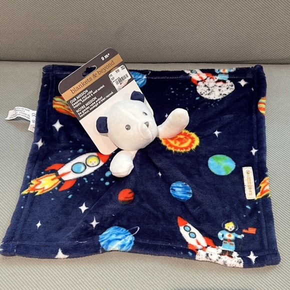 NEW Blankets and Beyond Bear Lovey Nunu 9M+ Outer-space Theme Navy Blue - Picture 1 of 8